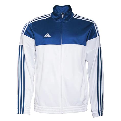 weiße adidas jacke mit blauen streifen|Jacken in Weiß .